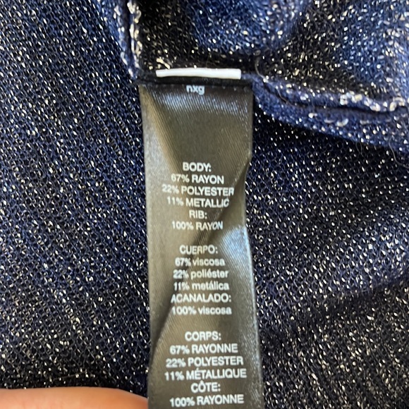 COPY - NWT WHBM Blue and Silver Sparkly Long Bell Sleeve Wide Neck Sweater Blou… - Picture 6 of 8